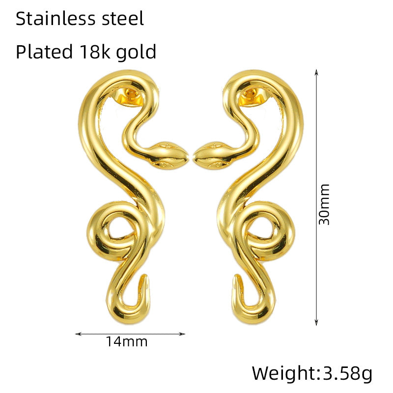 Women's Stainless Steel Snake For Exaggerated Personalized Gold Earrings