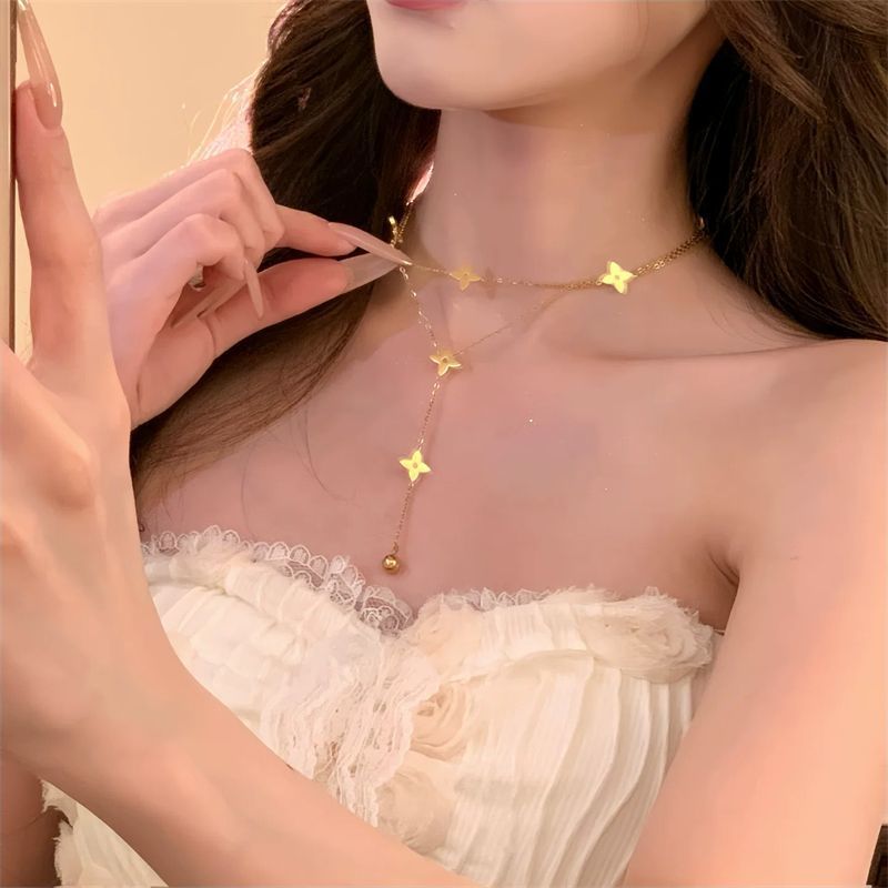 Dream Retro Double Gold Stars Twin Special Interest Light Luxury Necklaces