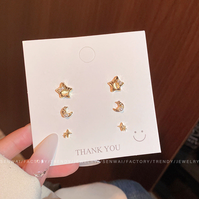 Women's Stone Ear Graceful Geometric Love High-grade Earrings