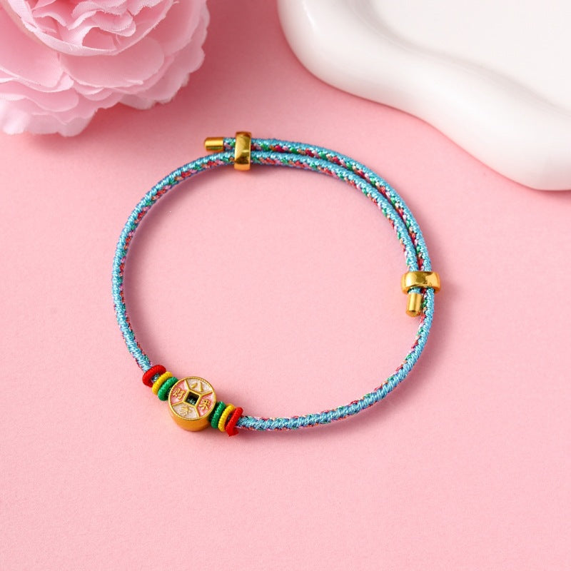 Children's Colorful Braided Rope Wrist String Safe Red Bracelet