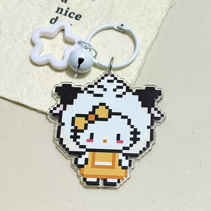 Pixel Cartoon Key Button Schoolbag Cute Acrylic Hang Decorations Hanging Ornaments