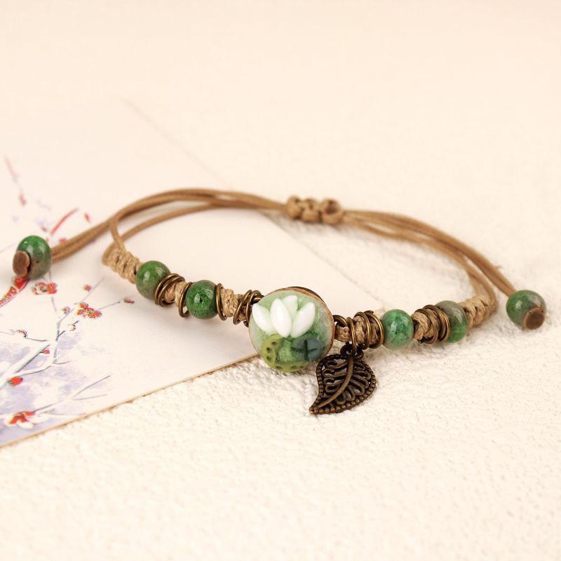 Handmade Pinch Ceramic Woven Mori Style Small Fresh Adjustable Vintage Pendants