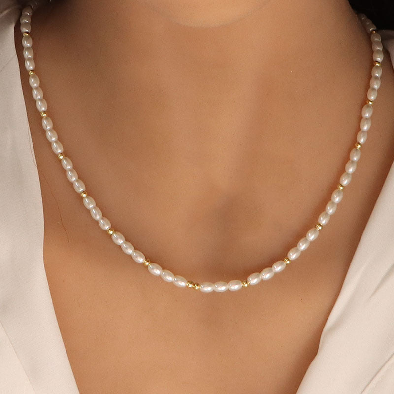 Women's Pearl Niche Style Oval Shell Simple Necklaces