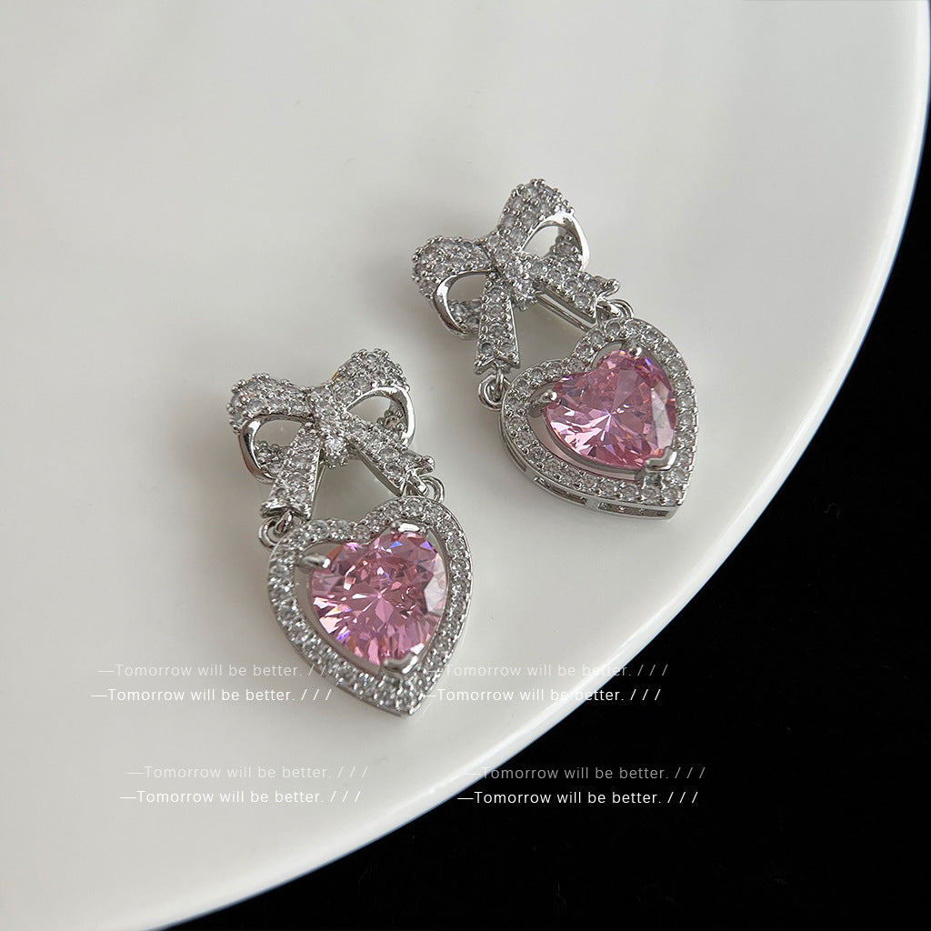 Gold Electroplated Colored Gems Zircon Design Earrings