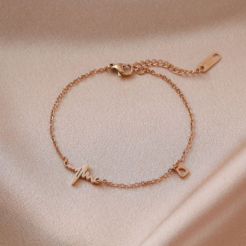Titanium Steel Female Korean Minimalist Heart-shaped Bracelet