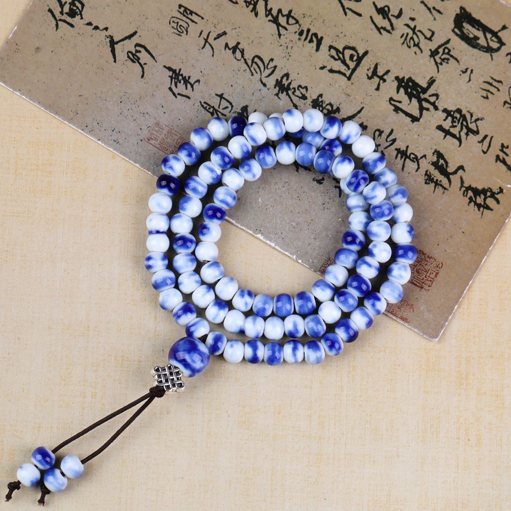 Women's Chinese Style Three-circle Twin Beads Ceramic Bracelet