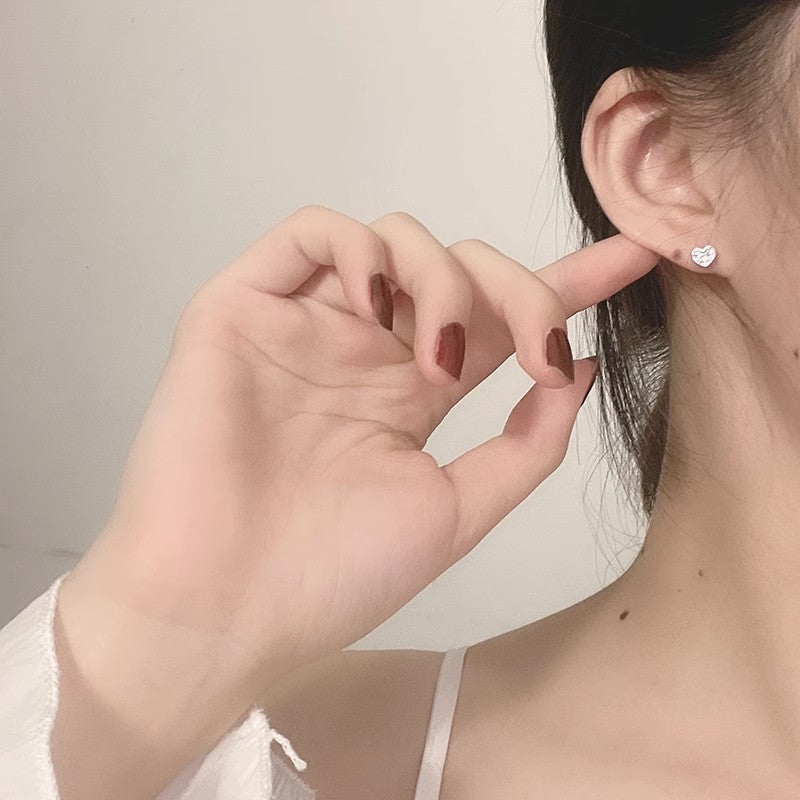 Women's Mini Love Heart Zircon Ear Bone Fresh Stud Earrings