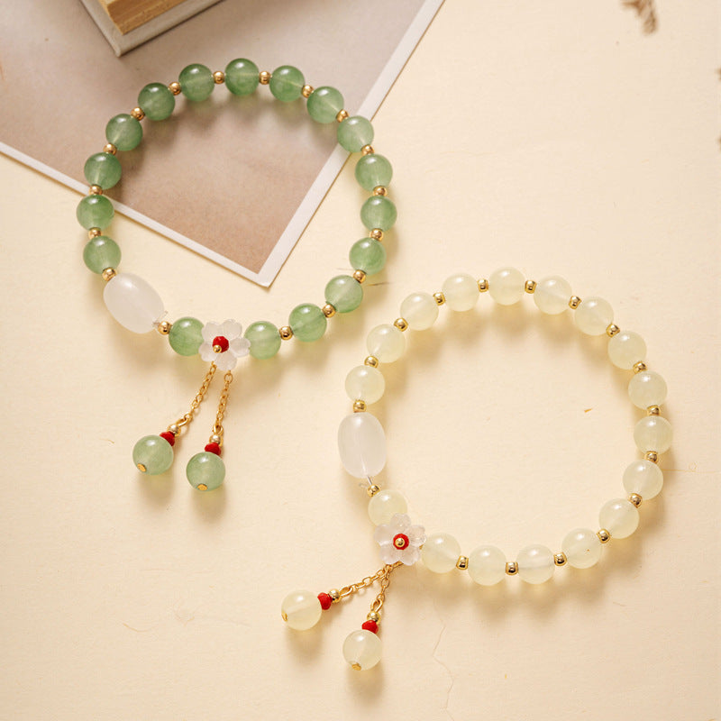 Female Natural White Yu Light Luxury Minority Gift Colored Glaze Bracelet