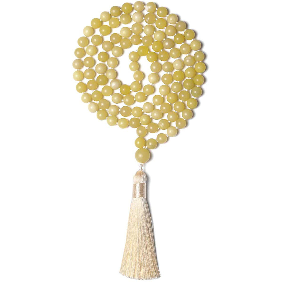 Three-color Tiger Eye Knotted Tassel Obsidian Green Jasper Blue San Necklace