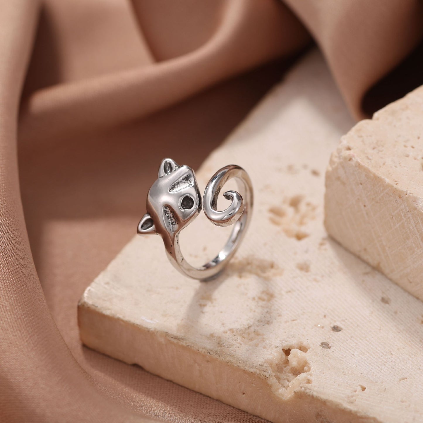 Men's Retro Trendy Sier Open Single Lucky Rings