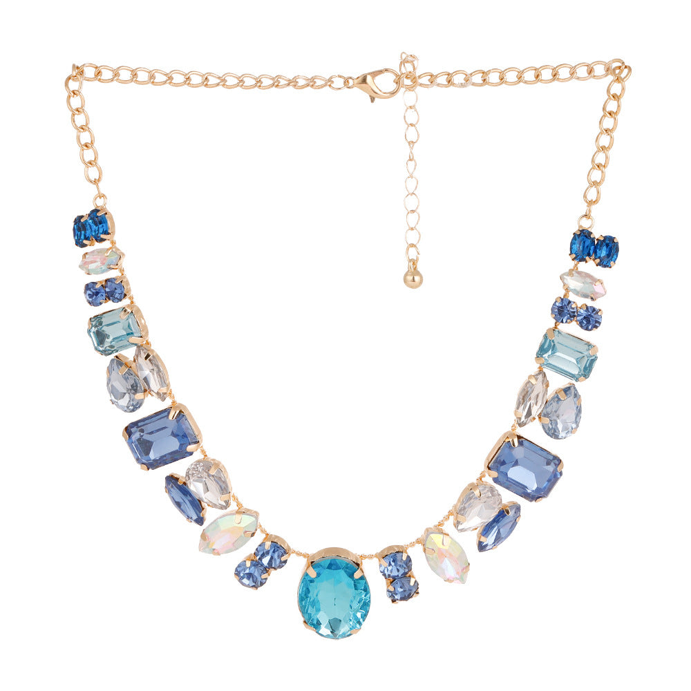 Women's Full Diamond Colorful Gem Fashion Banquet Super Necklaces