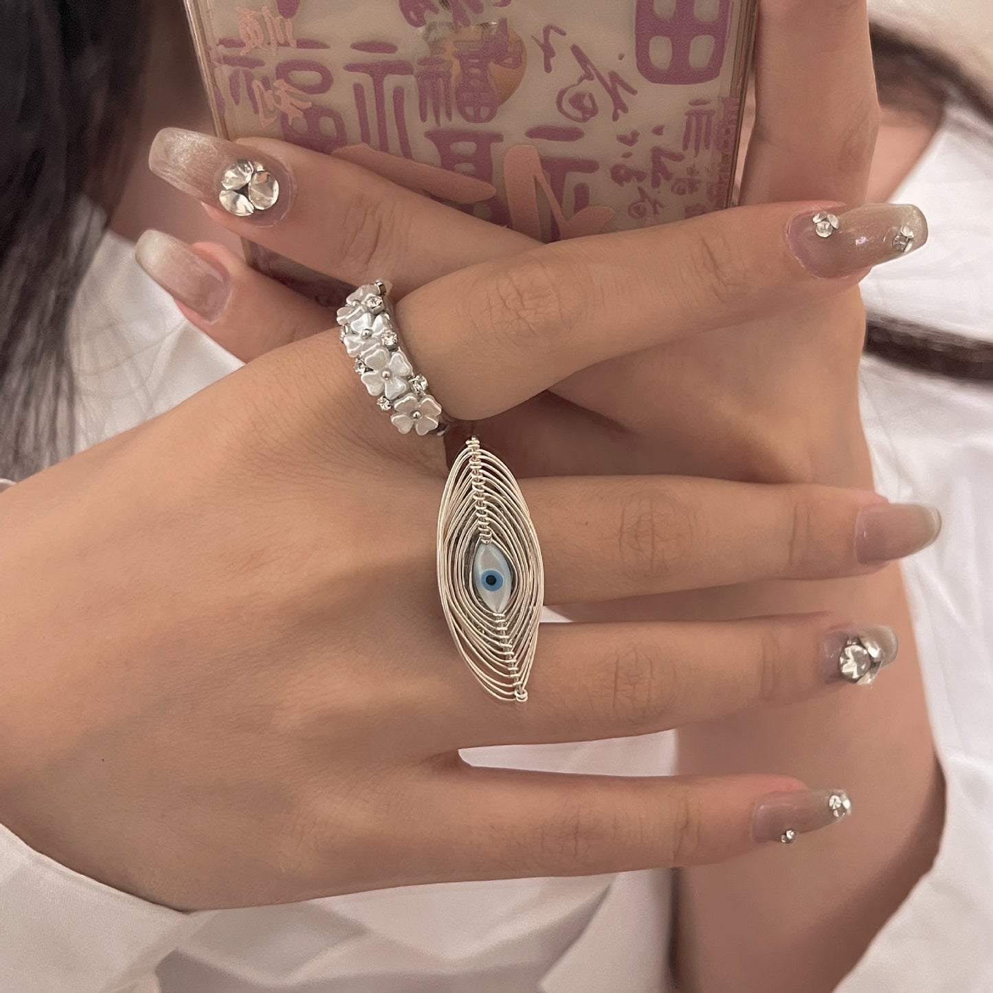 Temperament High Sense Cold Wind Devil's Eye Stacked Ring