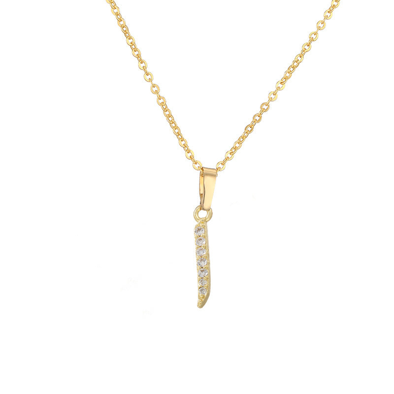Copper Inlaid Zirconium Arabic Letter Personalized Necklaces
