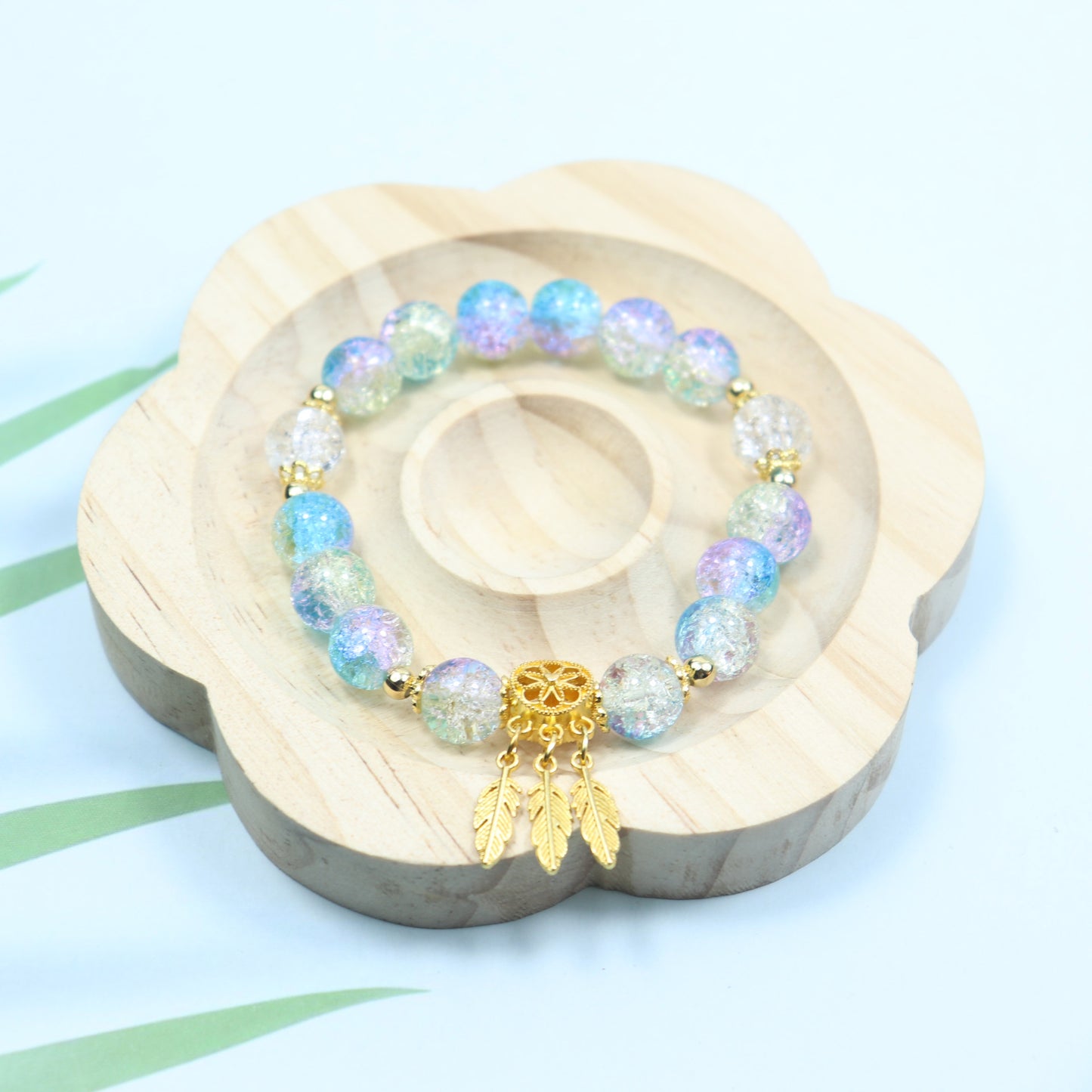 Gold Beaded Feather Glass Chipping Beads Bead Night Market Bracelets