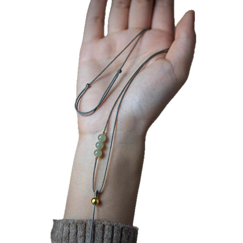 Simple Rope Emerald Amulet Peace Buckle Lanyard Pendants