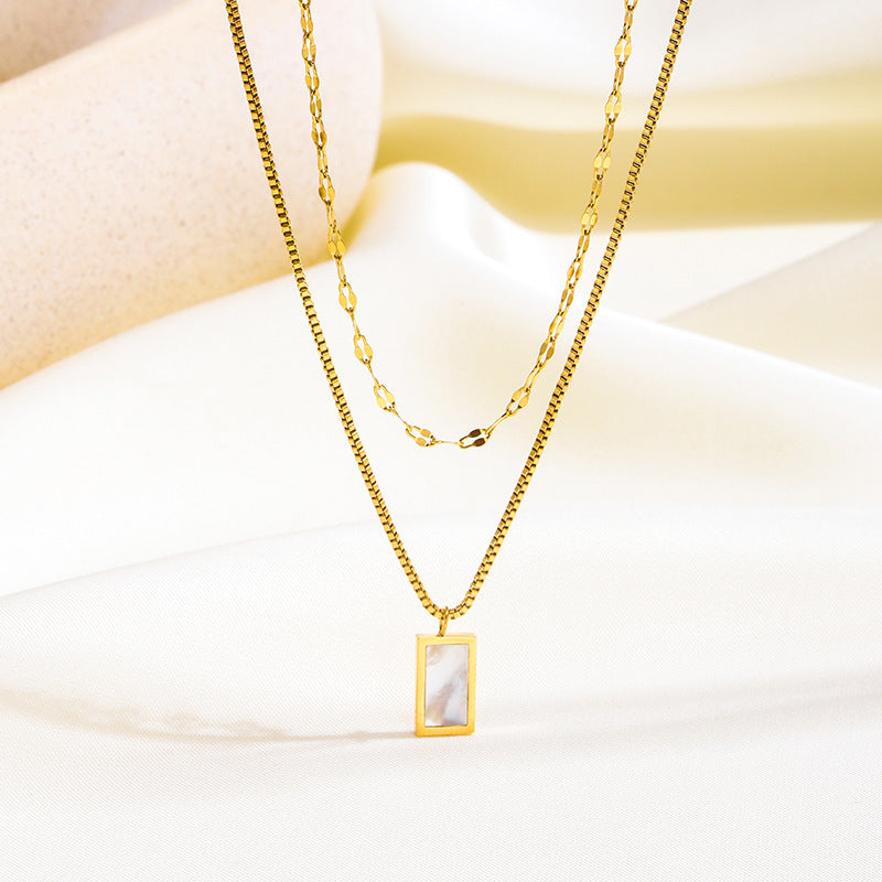 Steel Double Layer Light Luxury Minority Twin Clavicle Chain Female Necklace
