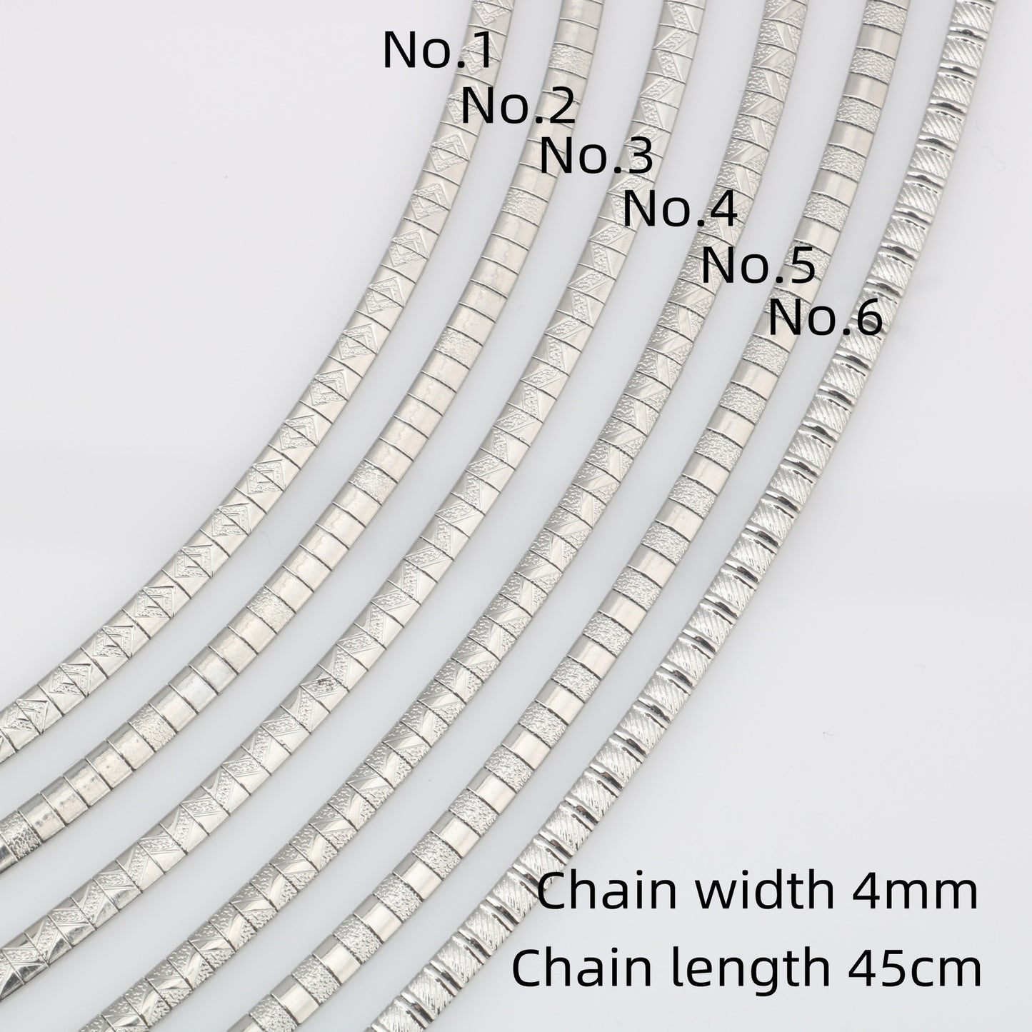 Women's Stainless Steel Embossed Titanium Flat Snake Necklaces