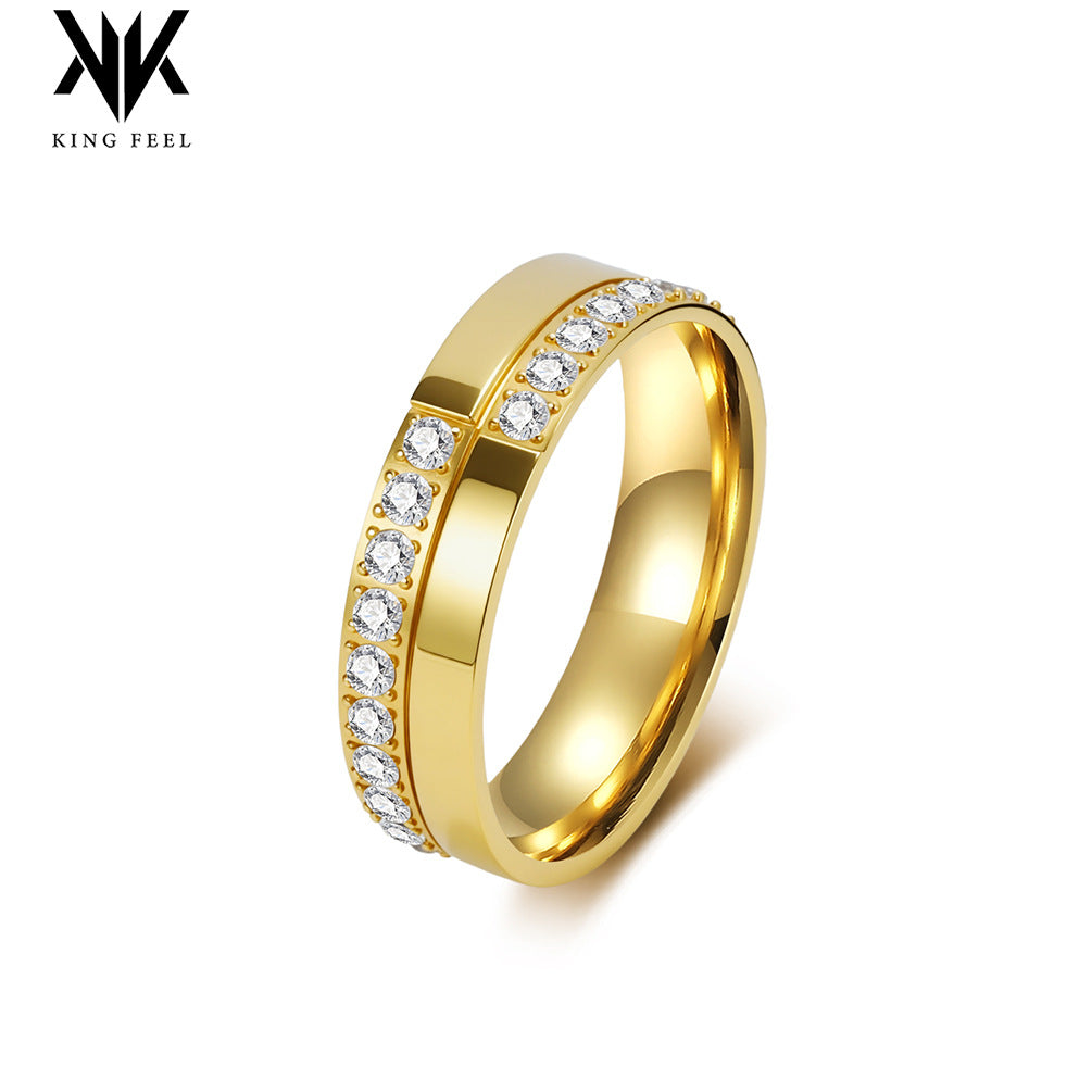 Titanium Steel Female Niche High-grade Light Luxury Hand Full Diamond Ring
