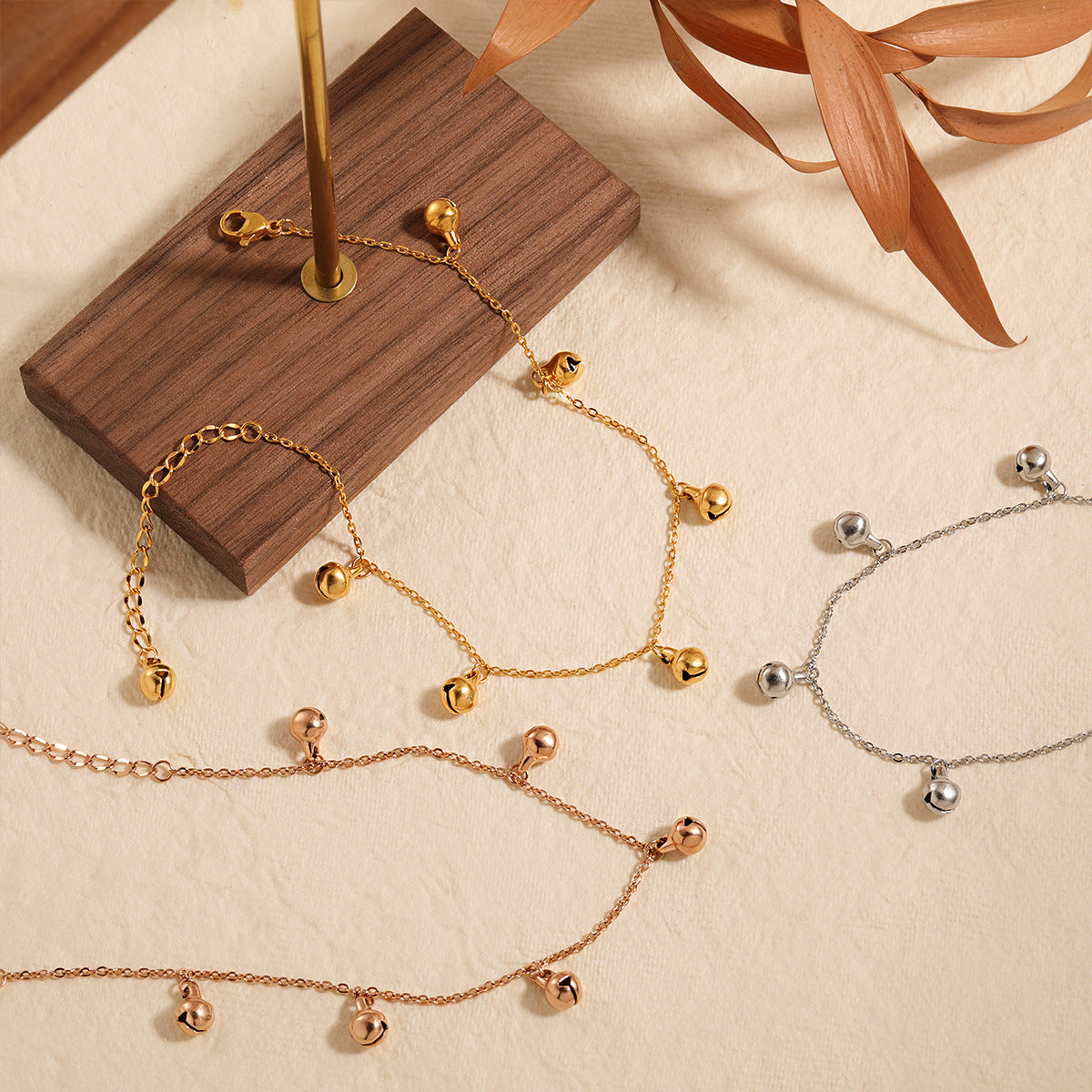 Women's Minority Simple Handmade Bell Unique Gold-plated Titanium Anklets