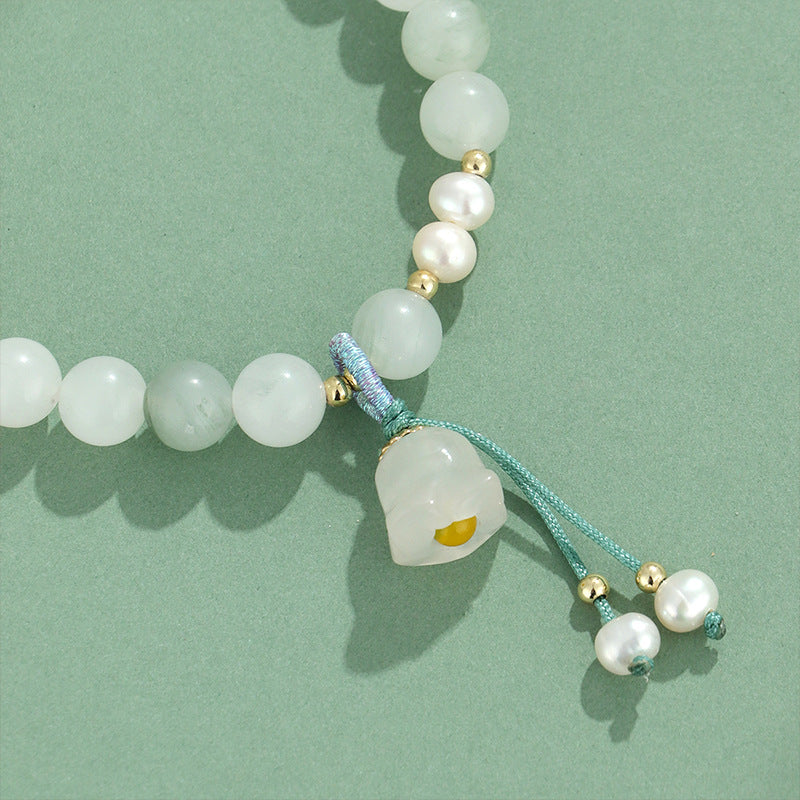Freshwater Stringed Pearls Female Colored Glaze Lotus Seedpod Emerald Natural Bracelet