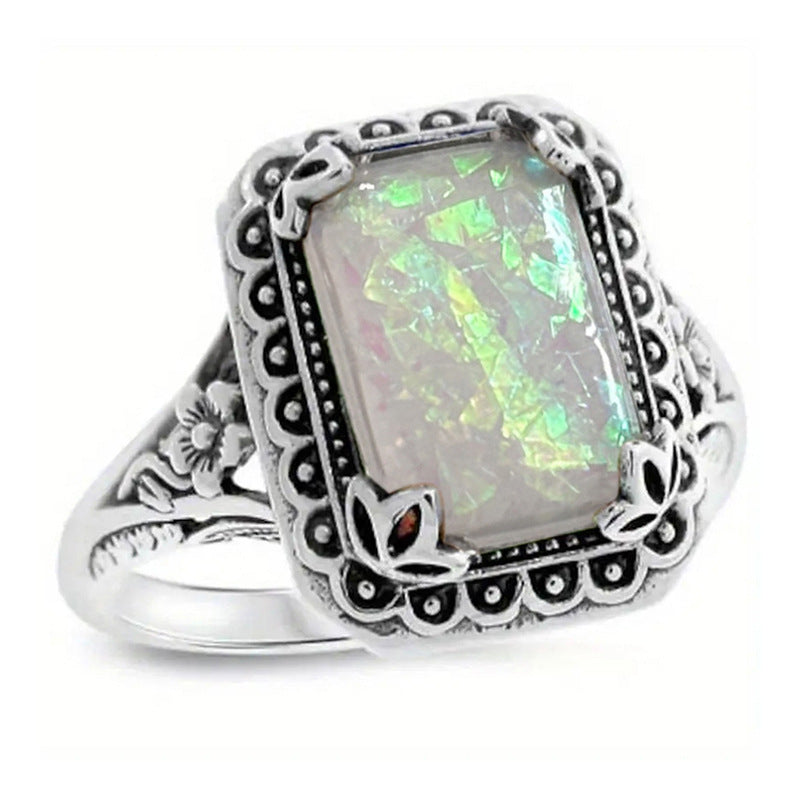 Imitation Opal Glossy Female Lady Elegant Lace Ring