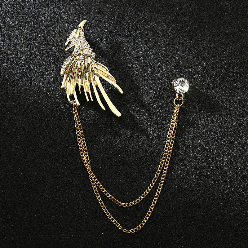 Men's Diamond Eagle Deer Head Domineering Brooch Bow Tie Brooches