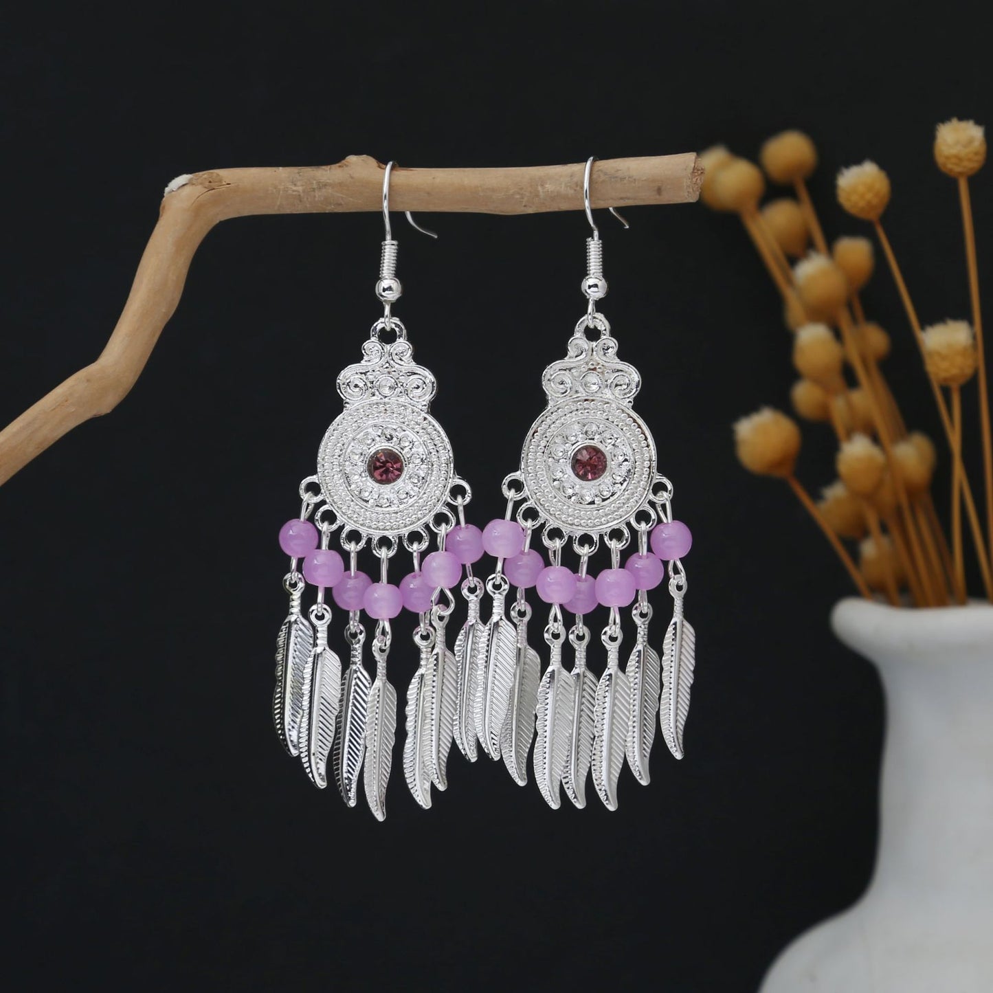 Personalized Ethnic Style Miao Sier Geometric Colorful Rings