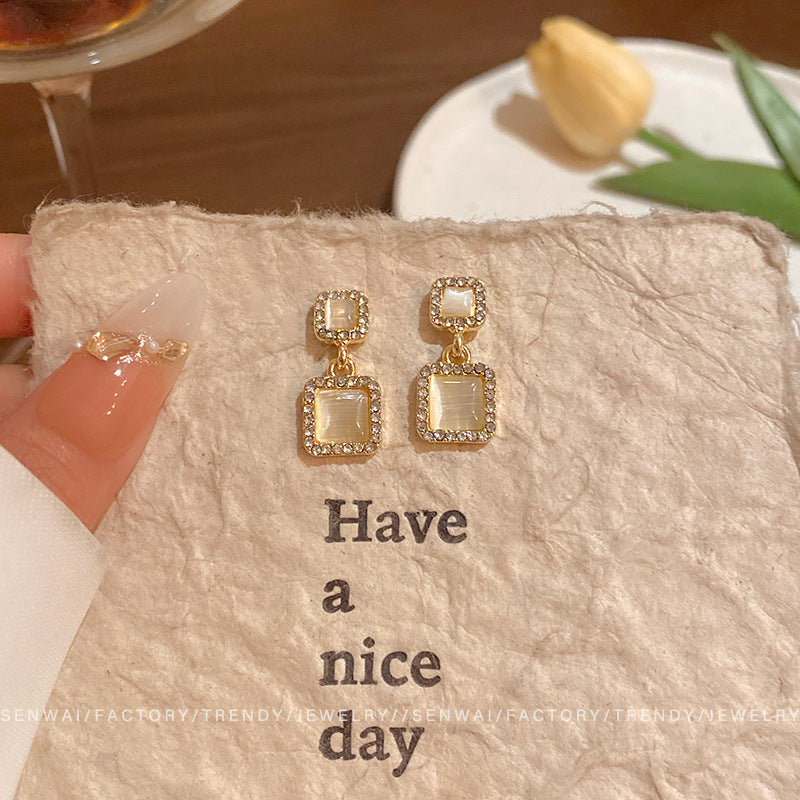 Women's Stone Ear Graceful Geometric Love High-grade Earrings