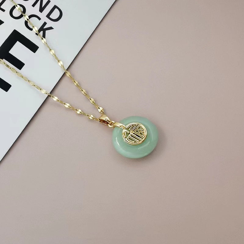 Women's Lip Chain With Peace Buckle Fu Character Necklace