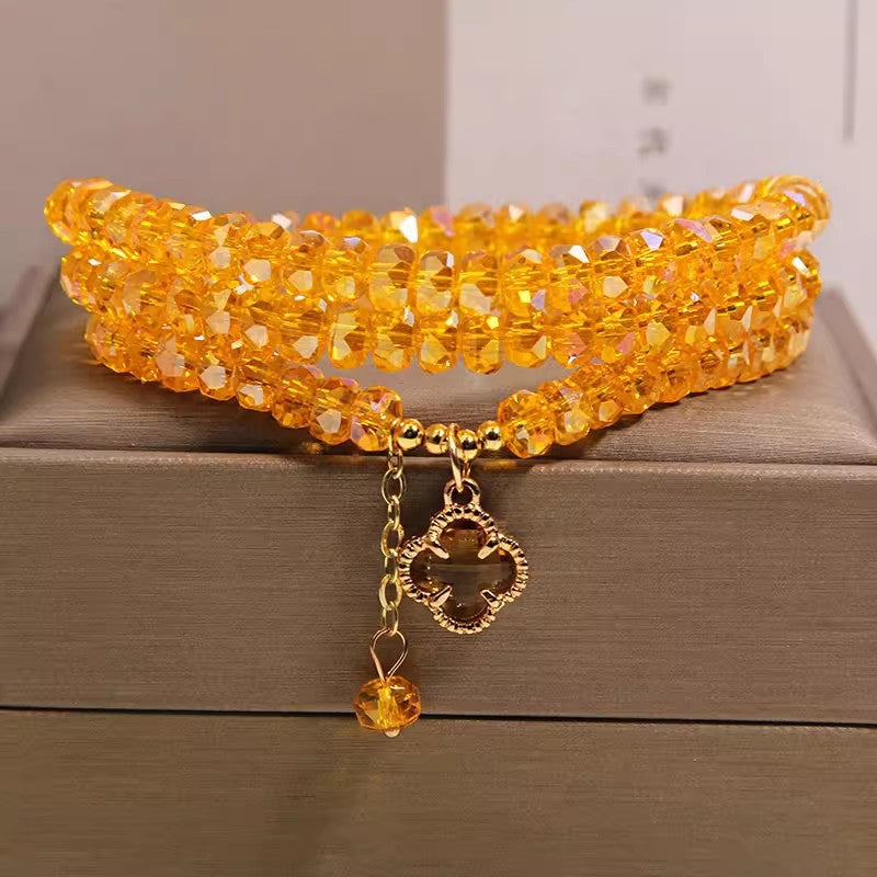 Women's Citrine Abacus Beads Light Luxury Minority Exquisite Four-leaf Clover Money Bracelets