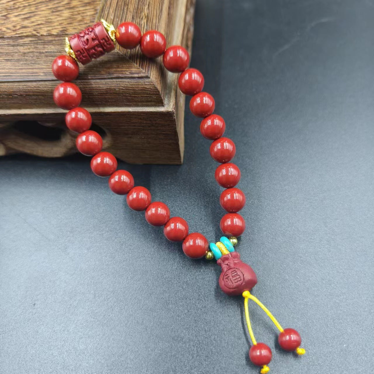 Women's & Men's Cinnabar Purple Gold Sand Single Circle Simple Buddha Beads Light Bracelet