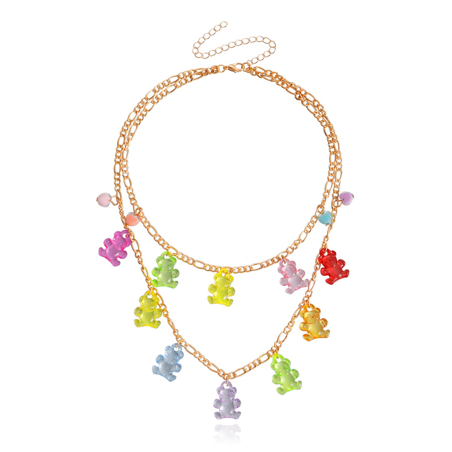 Women's Trendy Colorful Transparent Bear Love For Niche Necklace