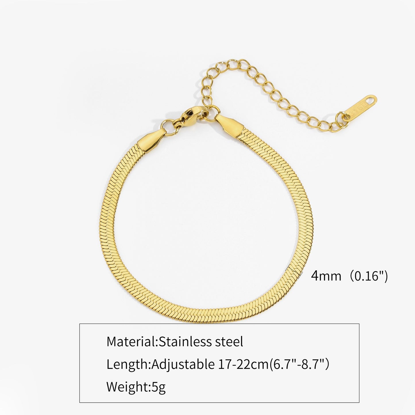 Metallic Titanium Steel Stainless Gold Blade Chain Bracelet