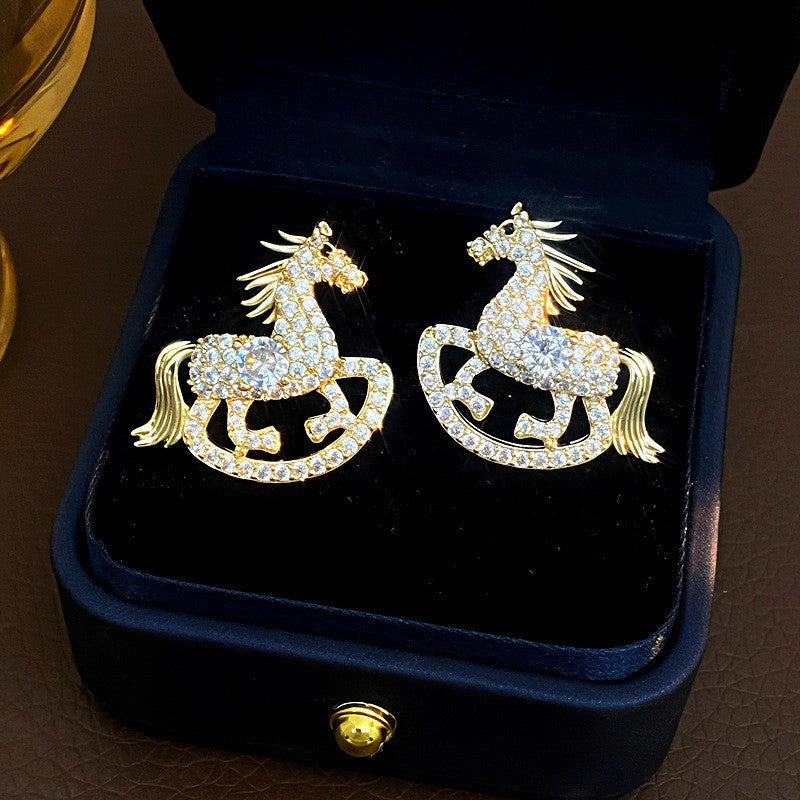 Needle Temperament Entry Lux Micro Inlaid Zircon Swan Exquisite Stylish Stud Earrings