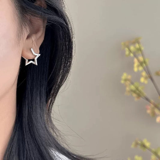 Simple Korean Style Five-pointed Star Ear Clip Female Design Personalized Stud Earrings