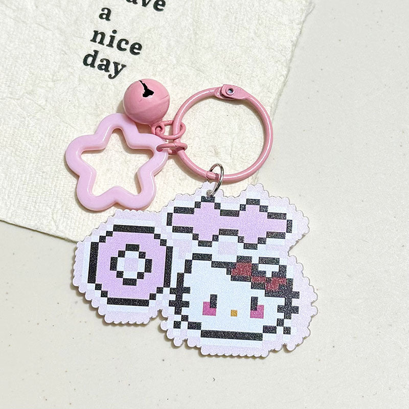 Pixel Cartoon Key Button Schoolbag Cute Acrylic Hang Decorations Hanging Ornaments