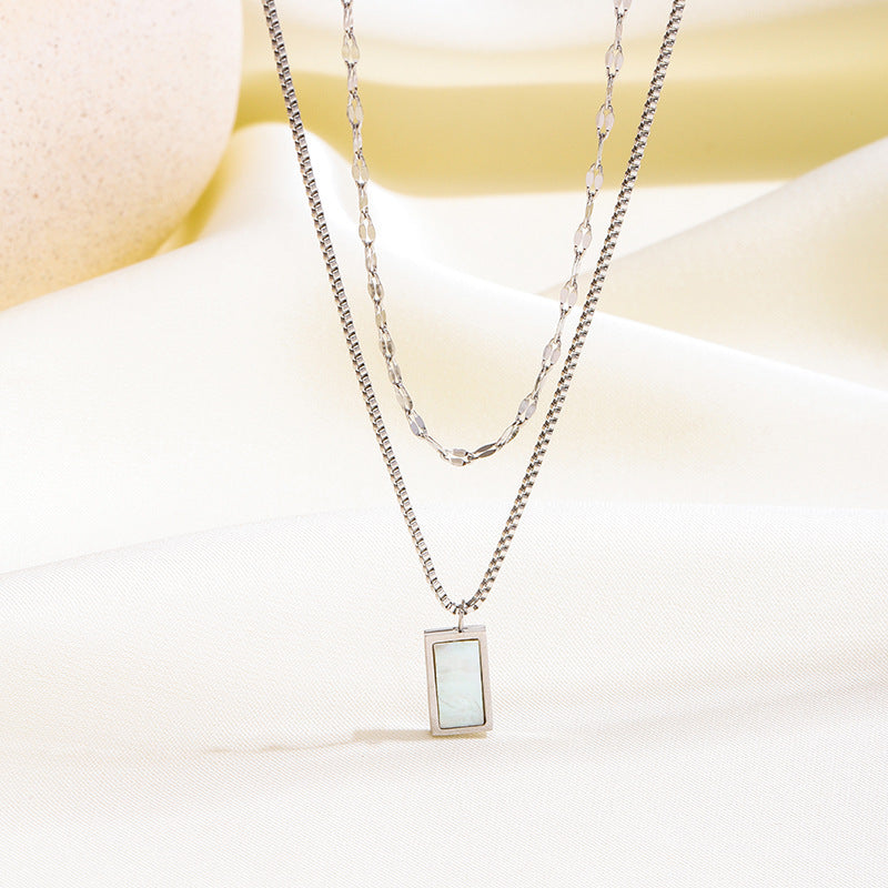 Steel Double Layer Light Luxury Minority Twin Clavicle Chain Female Necklace