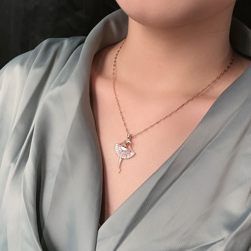 Dancing Female Micro Inlaid Zircon Light Luxury Elegant Clavicle Necklace