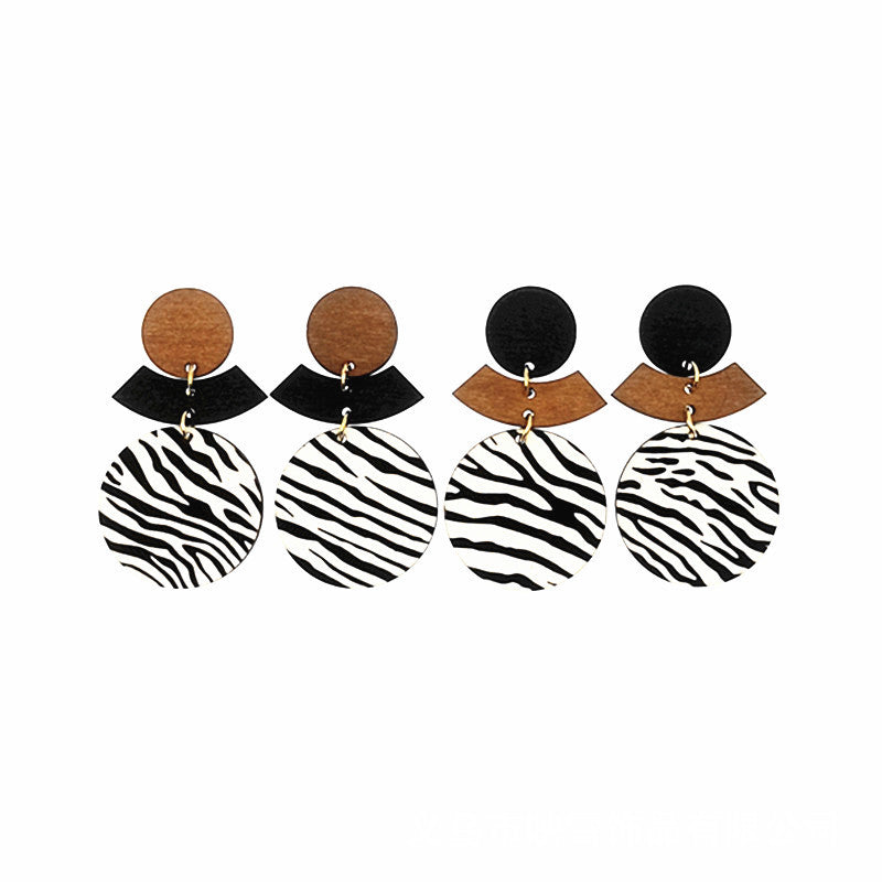 Patch Fashionable Simple Geometric Versatile Wooden Earrings