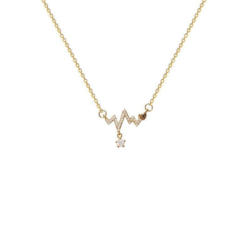 Summer Wind Heartbeat Female Niche Personality Tide Ecg Clavicle Necklaces