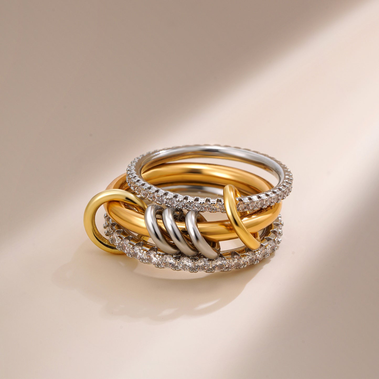 Gold Color Matching Zircon Versatile Creative Rings