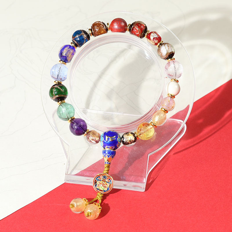 Fragrant Gray Colored Glaze Eighteen Prayer Beads Yellow God Of Bracelet