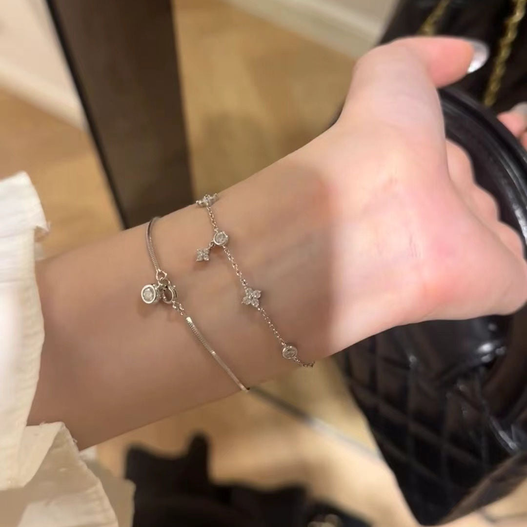 Round Diamond Snake Bone Female Twin Advanced Light Luxury Minority Bracelets