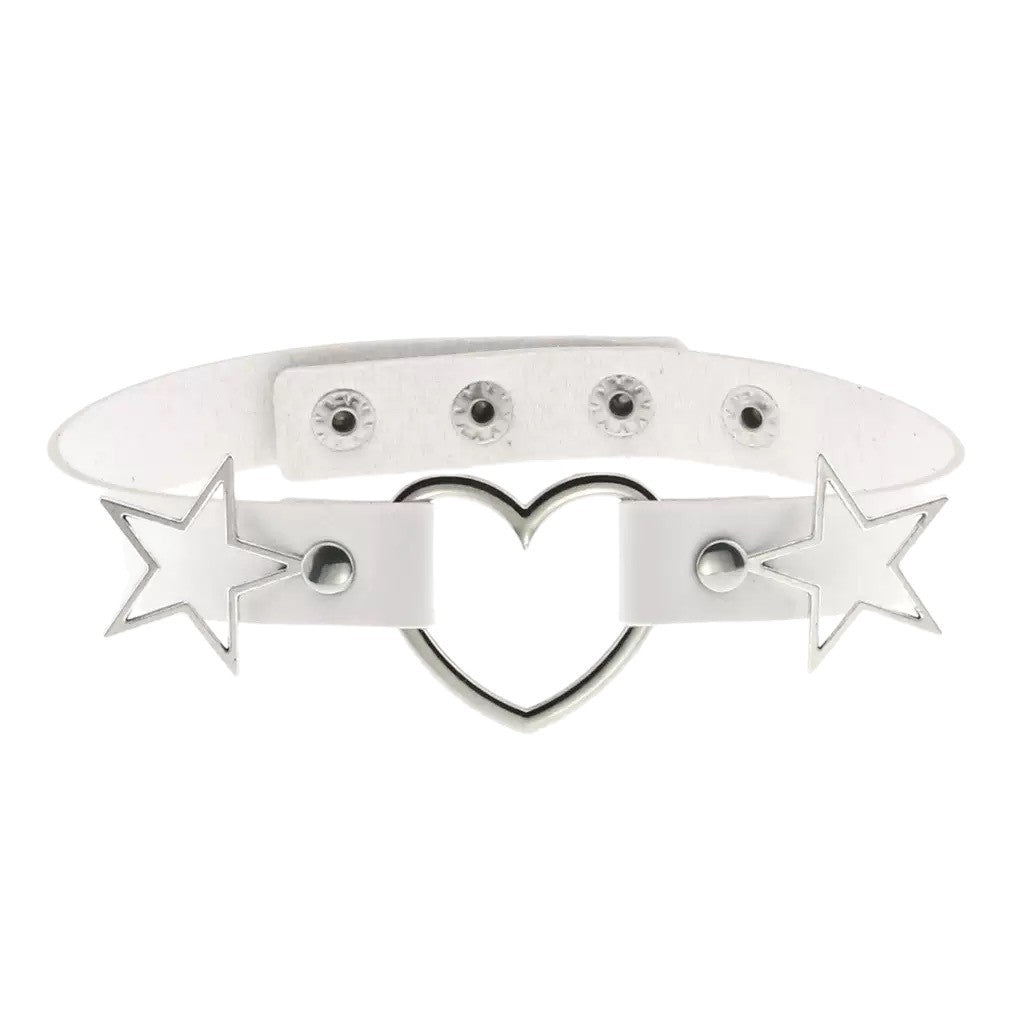 Love Heart-shaped Leather Female Alloy Pentagram Clavicle Necklaces
