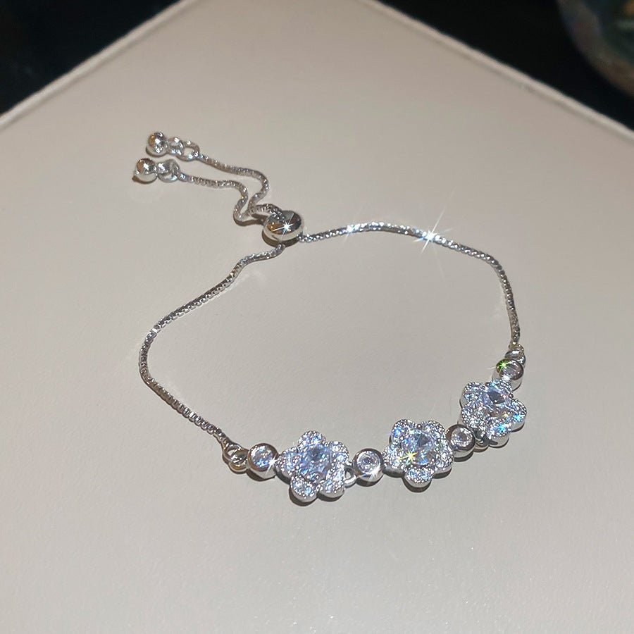 Women's Austrian Bright Gem Flower Light Luxury High-grade Court Style Fashion Bracelets
