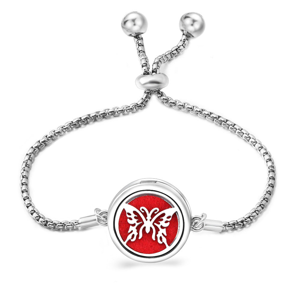 Fashion Angel Wings Box Essential Oil Diffuser Stainless Steel Adjustable Bracelet