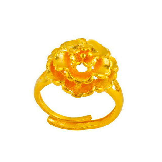 Women's Big Flower Mouth Tin Brass Plated Rings