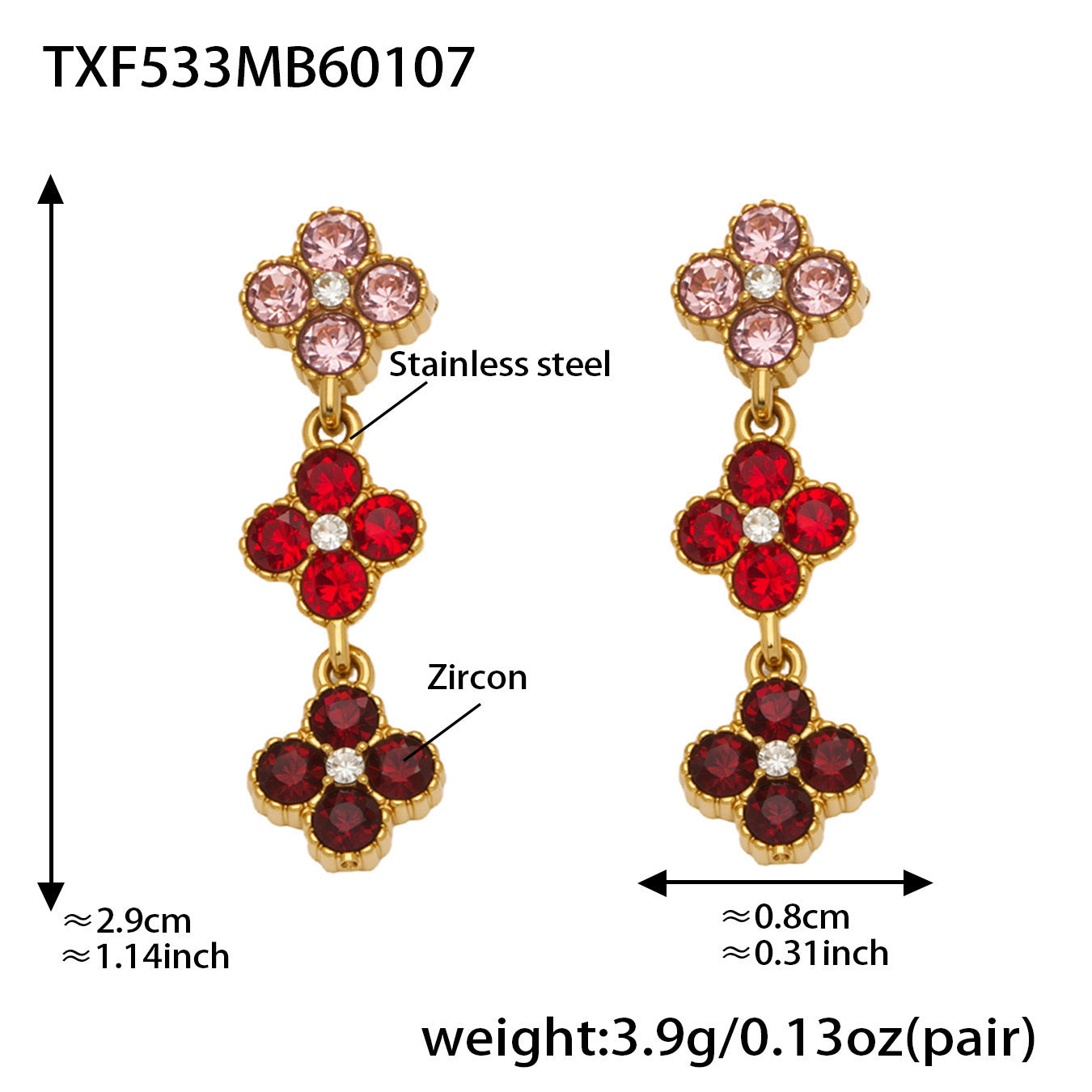 Elegant Color Inlaid Zircon Petal Clover Fashion Lady Jewelry Set
