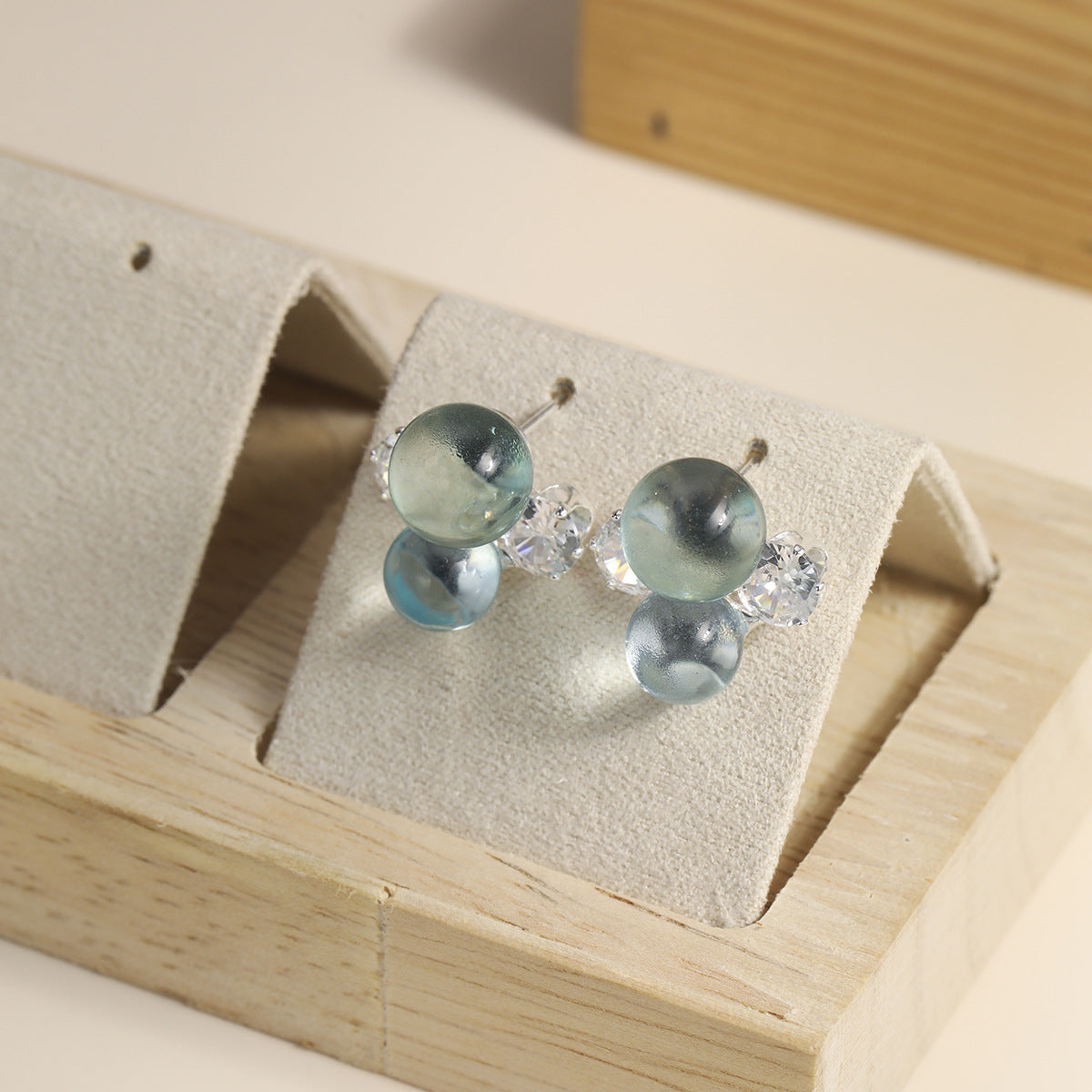 Transparent Bubble Zircon French Super Flash Niche Temperament Stud Earrings