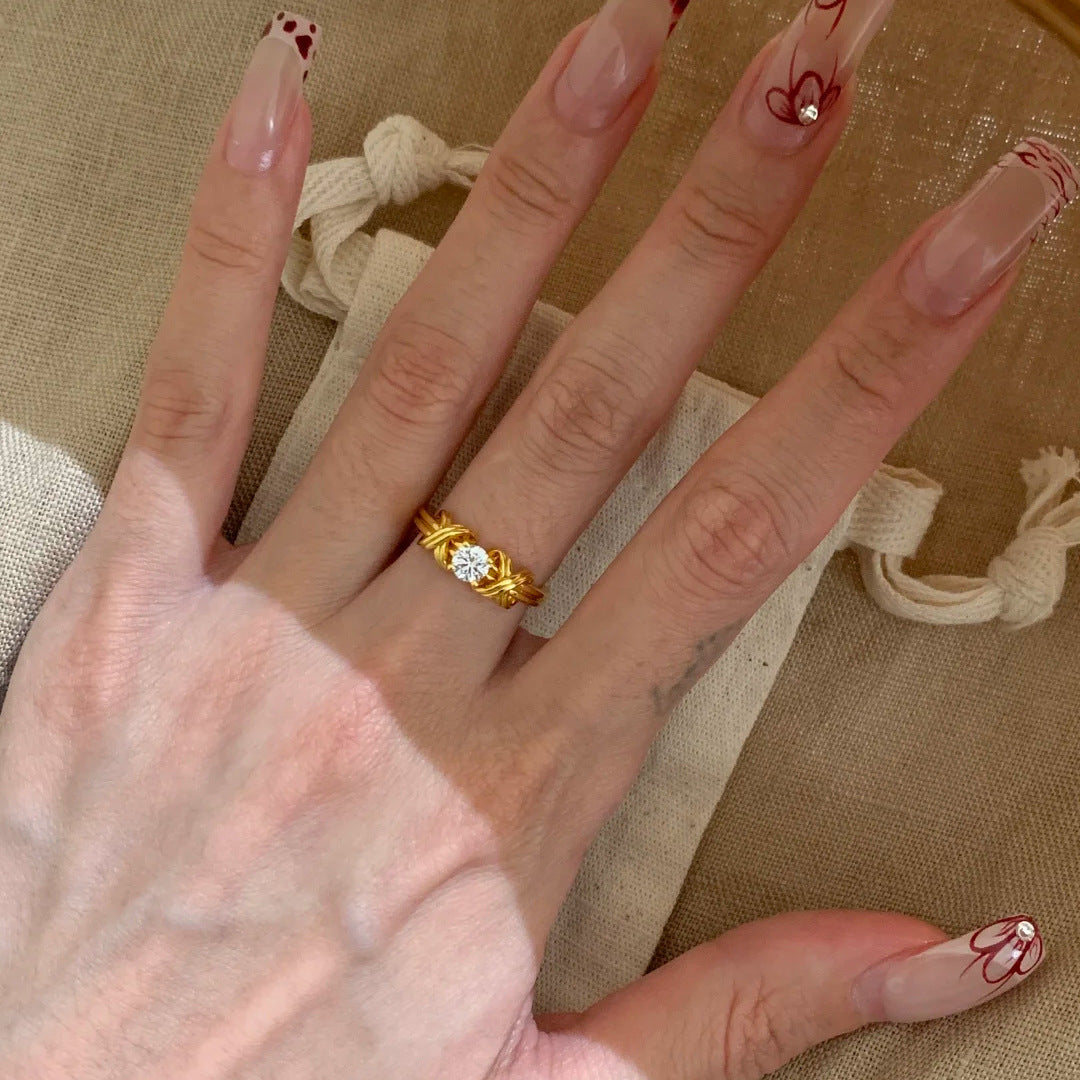 Exquisite Line Fashion Unique Design High Sense Ring